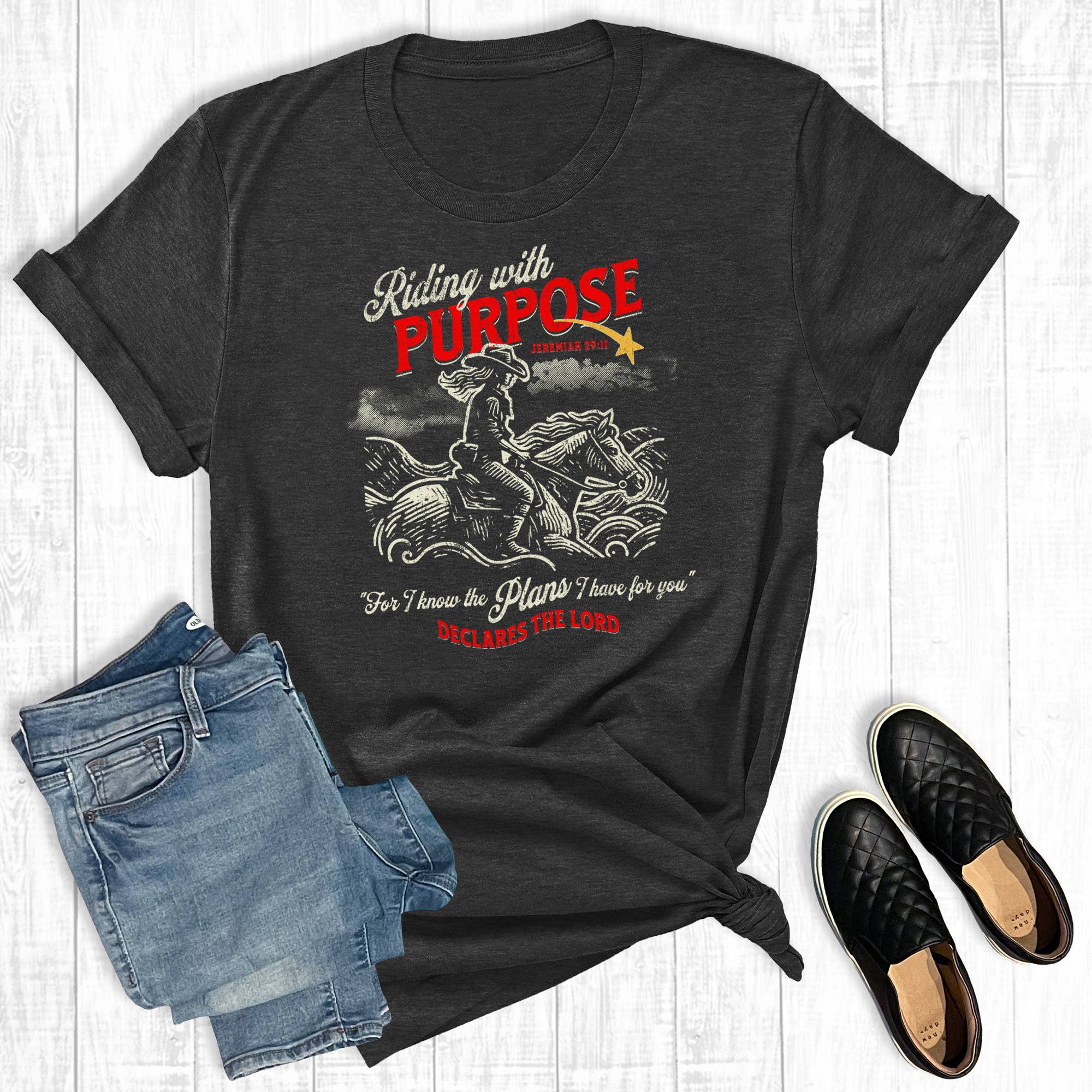 Western Faith Riding with Purpose Graphic - Adult & Kids T-Shirts, Sweatshirts & Hoodies apparel design preview 1