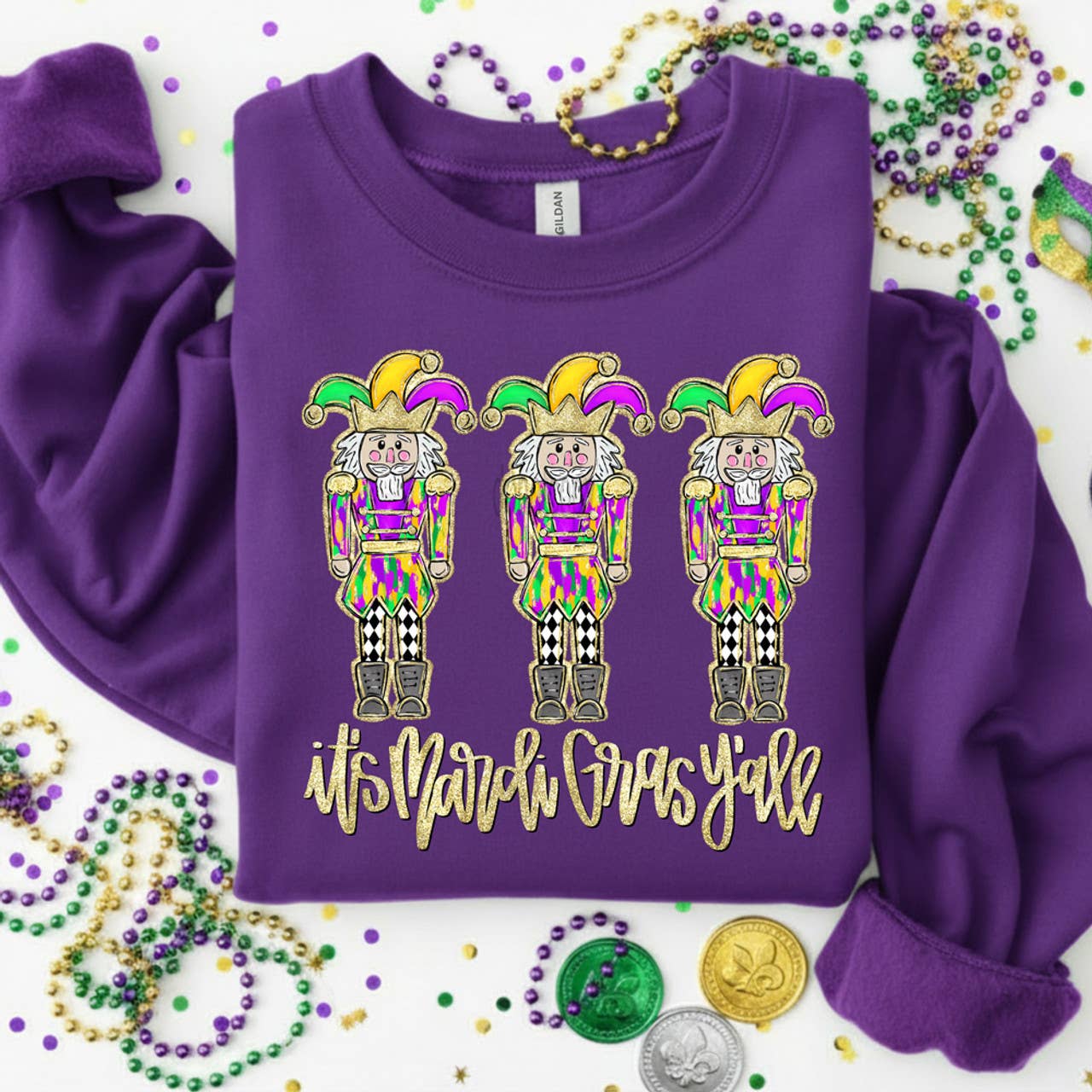 It'S Mardi Gras Y'All Nutcrackers - Adult & Kids T-Shirts, Sweatshirts & Hoodies apparel design preview 1
