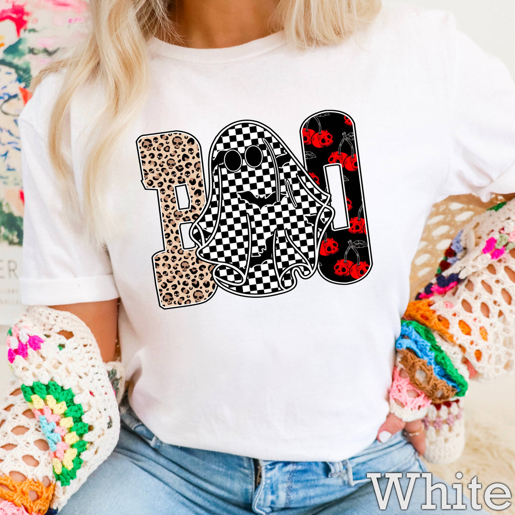 Leopard Boo Halloween 2025 Graphic Gildan - Adult & Kids T-Shirts, Sweatshirts & Hoodies apparel design preview 1