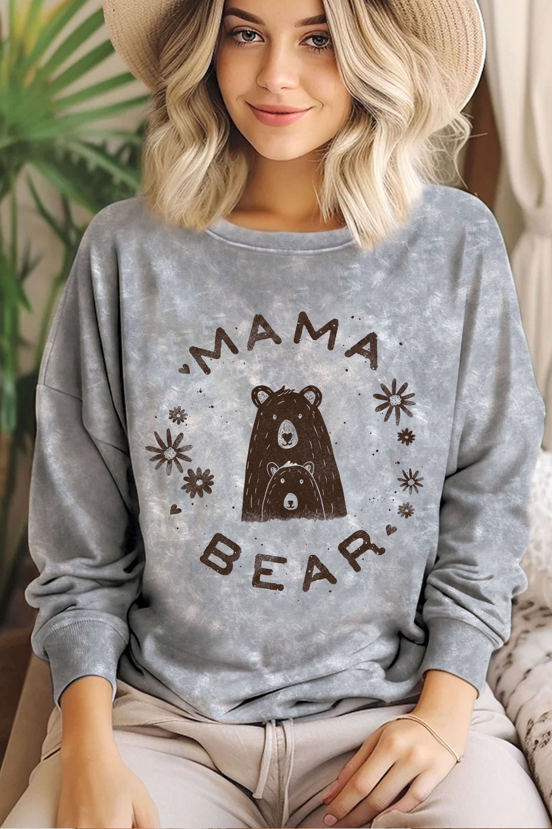 Mama Bear Flower Mineral Graphic Brushed - Adult & Kids T-Shirts, Sweatshirts & Hoodies apparel design preview 1