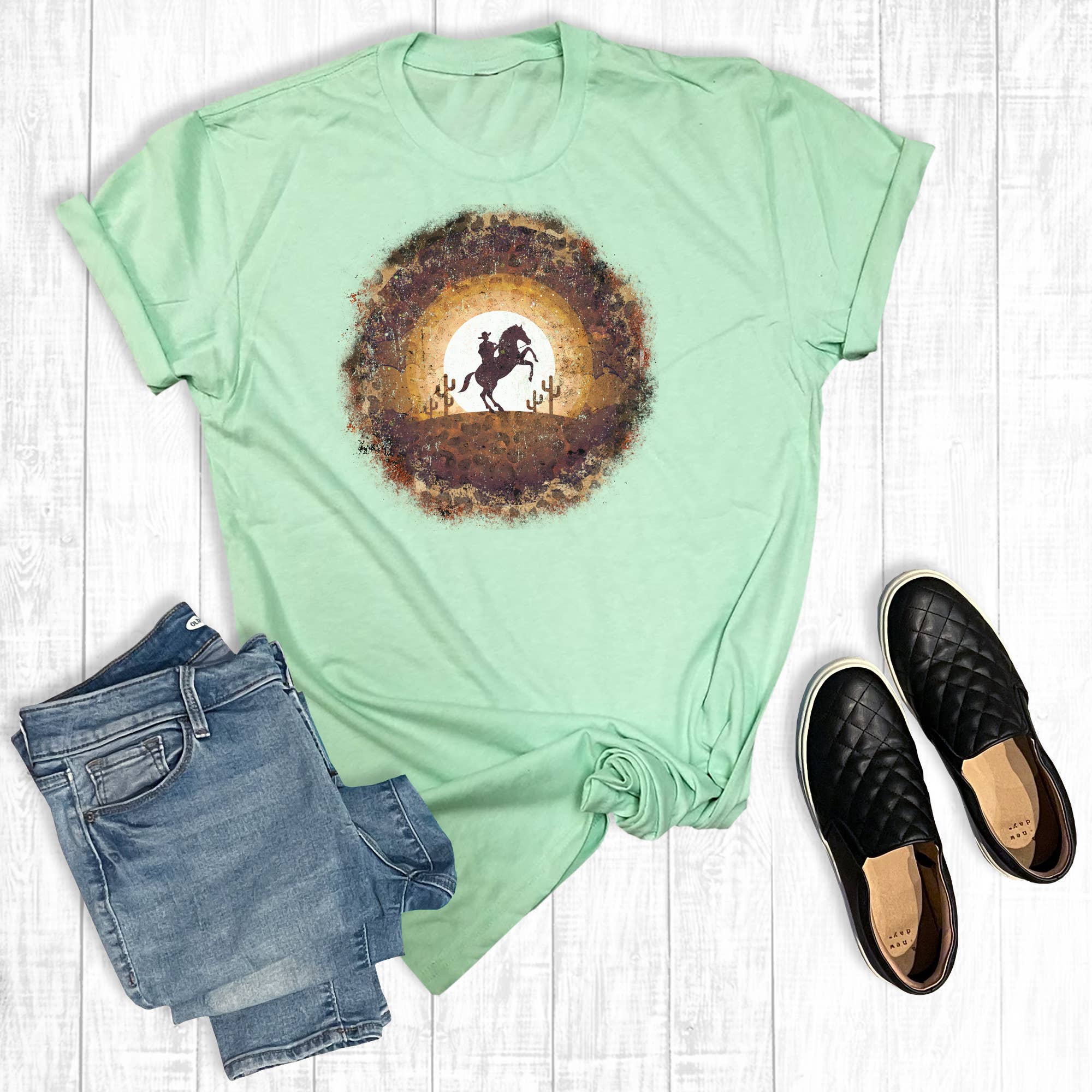 Cowboy Sunset Horse - Adult & Kids T-Shirts, Sweatshirts & Hoodies apparel design preview 1