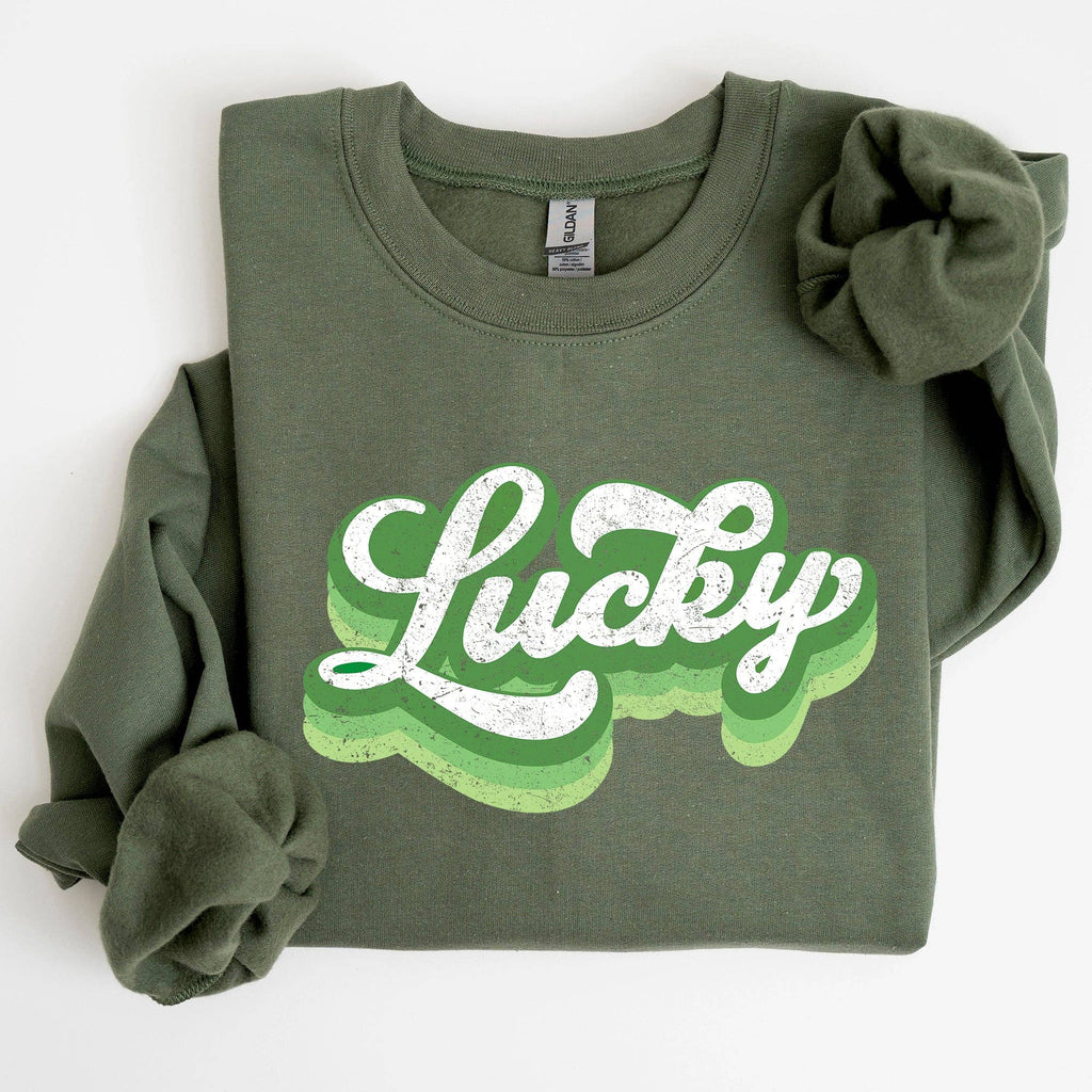 Retro Lucky, Vintage Style, St Patrick's Day - Adult & Kids T-Shirts, Sweatshirts & Hoodies apparel design preview 1