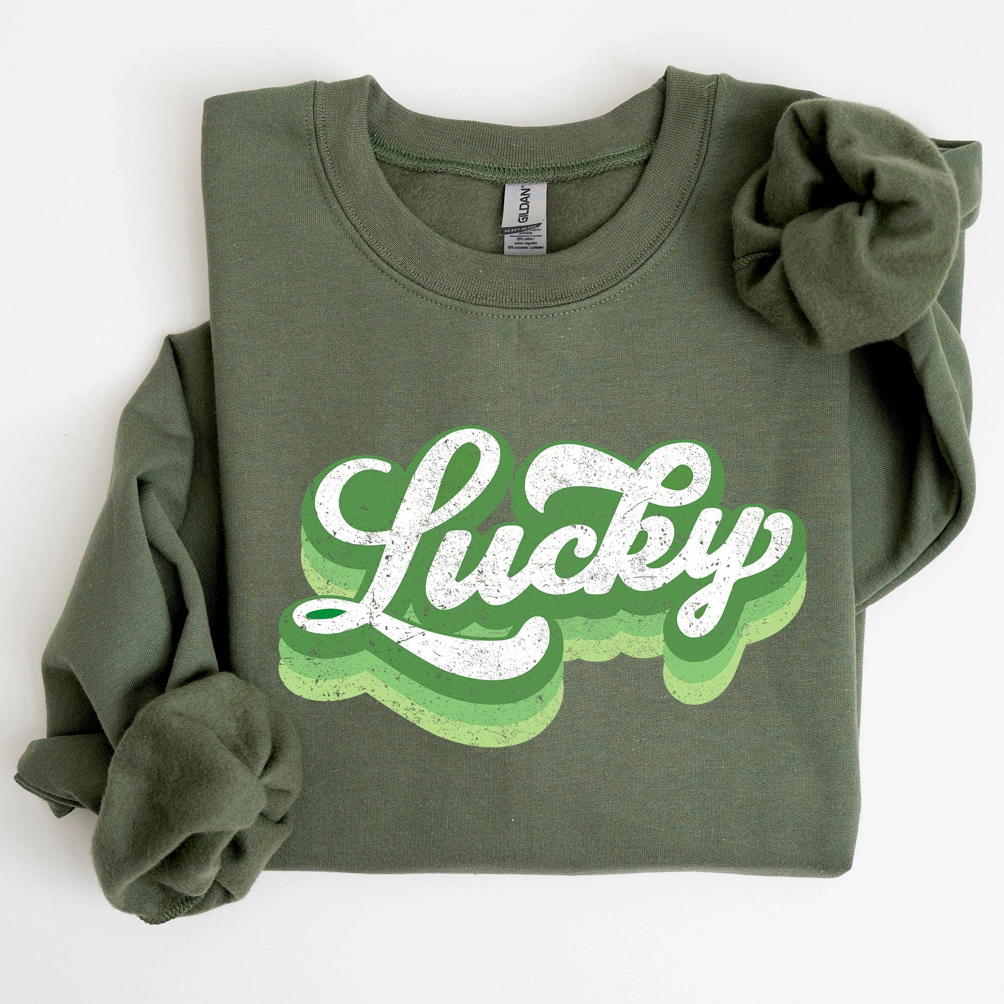 Retro Lucky, Vintage Style, St Patrick's Day - Adult & Kids T-Shirts, Sweatshirts & Hoodies apparel design preview 1