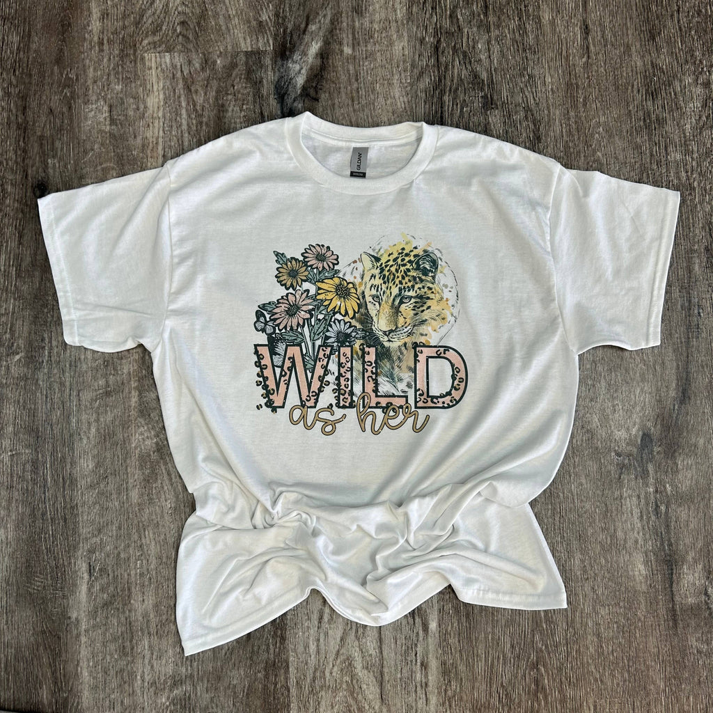 Wild As Her Floral Tiger On White - Adult & Kids T-Shirts, Sweatshirts & Hoodies apparel design preview 1