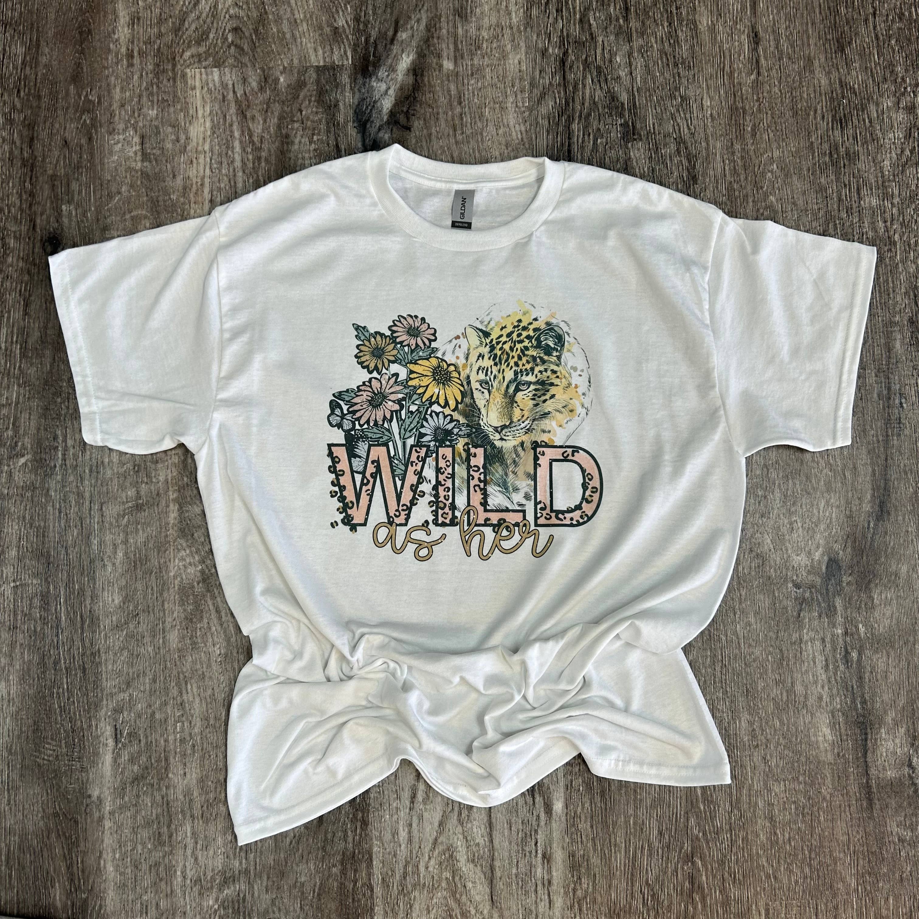 Wild As Her Floral Tiger On White - Adult & Kids T-Shirts, Sweatshirts & Hoodies apparel design preview 1