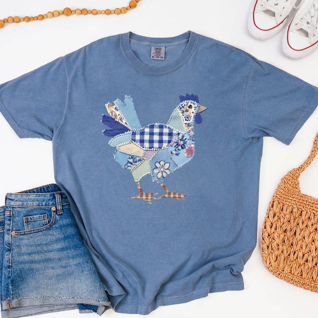 Faux Fabric Patchwork Chicken - Adult & Kids T-Shirts, Sweatshirts & Hoodies apparel design preview 1