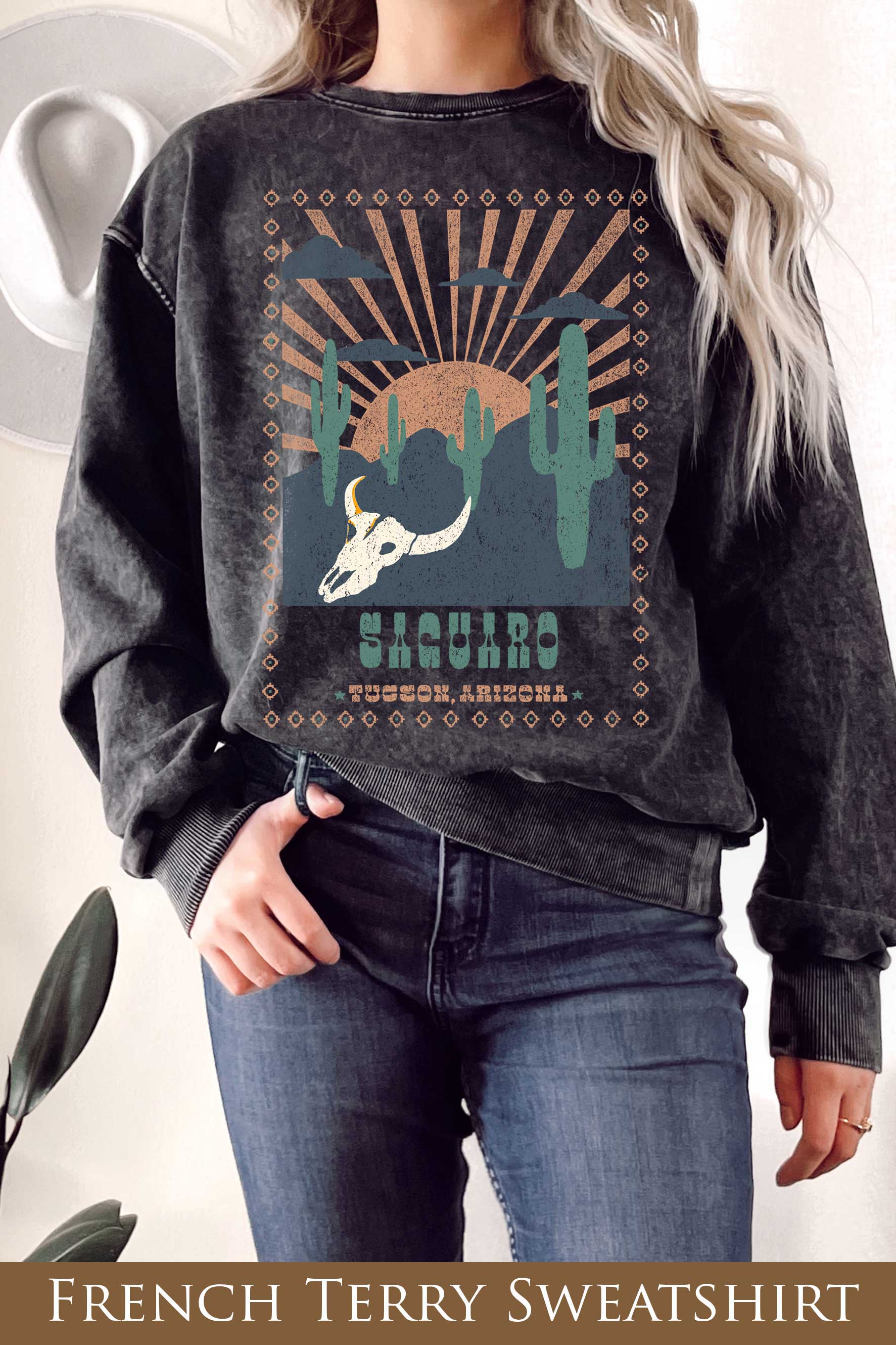 Sacuaro Cactus Mineral Graphix Terry - Adult & Kids T-Shirts, Sweatshirts & Hoodies apparel design preview 1