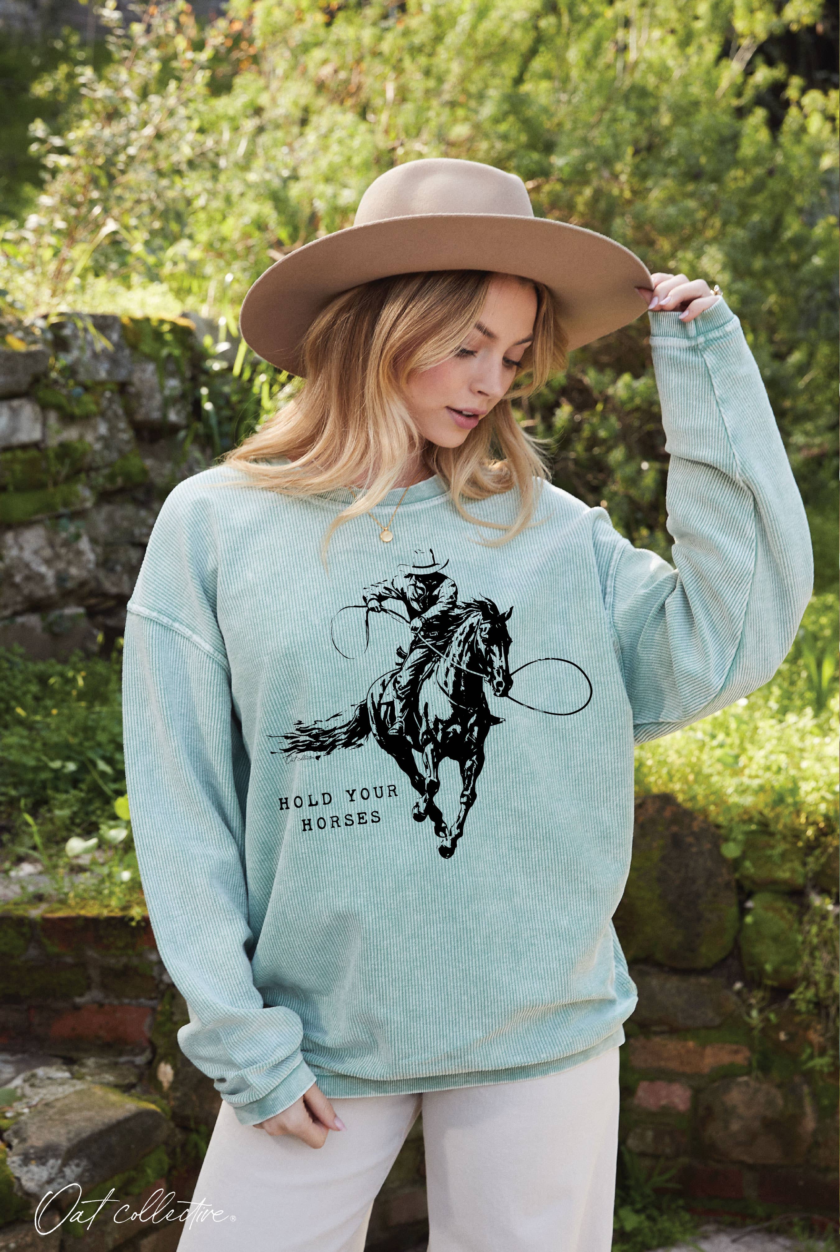 Hold Your Horses Thermal Vintage - Adult & Kids T-Shirts, Sweatshirts & Hoodies apparel design preview 1