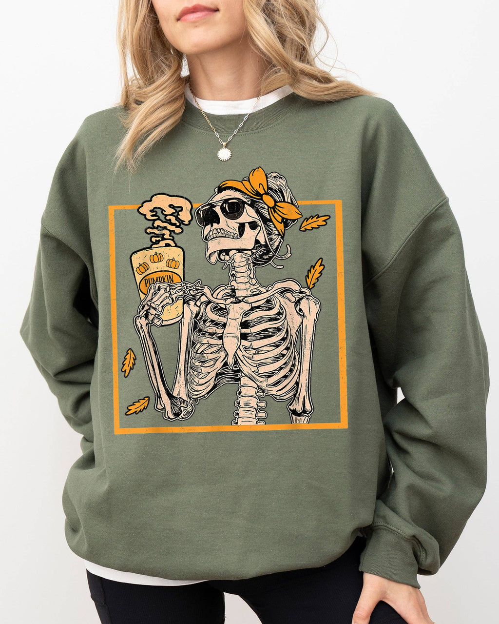 Coffee Lover Skeleton Lady, Mom Halloween Vintage - Adult & Kids T-Shirts, Sweatshirts & Hoodies apparel design preview 1