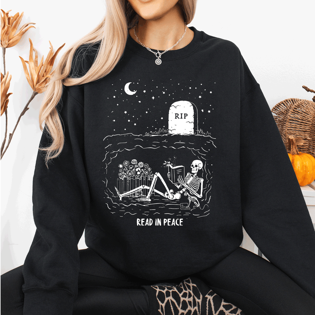 Read in Peace Rip, Halloween, Booktok, Bookish - Adult & Kids T-Shirts, Sweatshirts & Hoodies apparel design preview 1