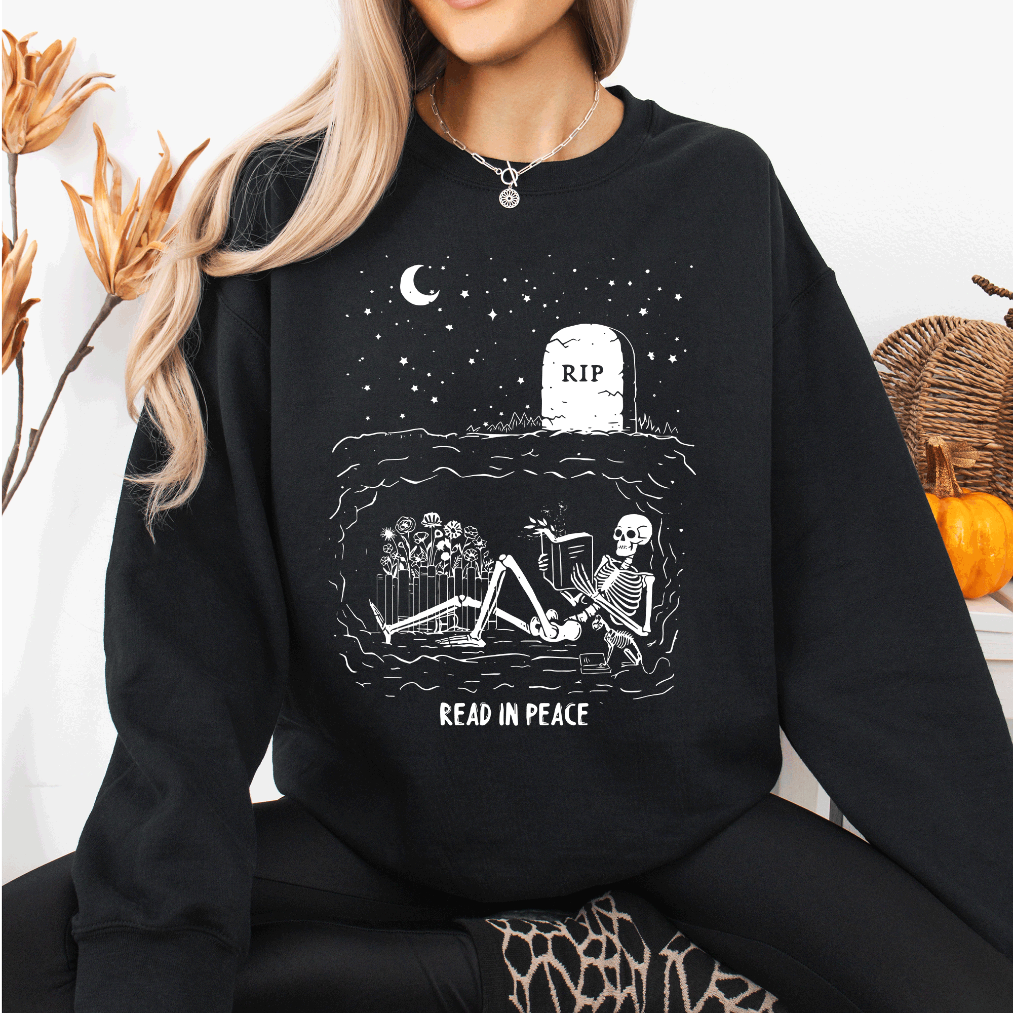 Read in Peace Rip, Halloween, Booktok, Bookish - Adult & Kids T-Shirts, Sweatshirts & Hoodies apparel design preview 1
