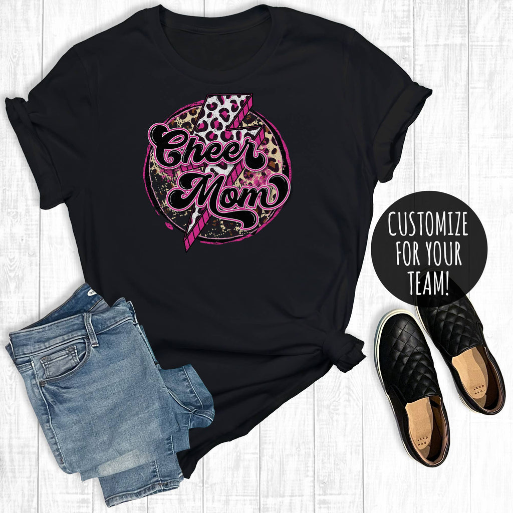 Leopard Lightning Bolt Cheer Mom - Adult & Kids T-Shirts, Sweatshirts & Hoodies apparel design preview 1