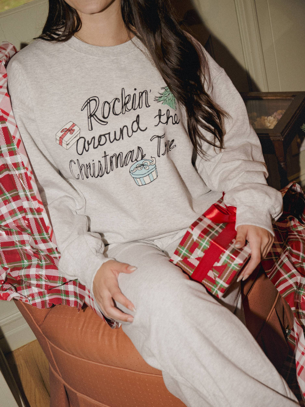 Rockin' Around the Christmas Tree Ash Gray - Adult & Kids T-Shirts, Sweatshirts & Hoodies apparel design preview 1