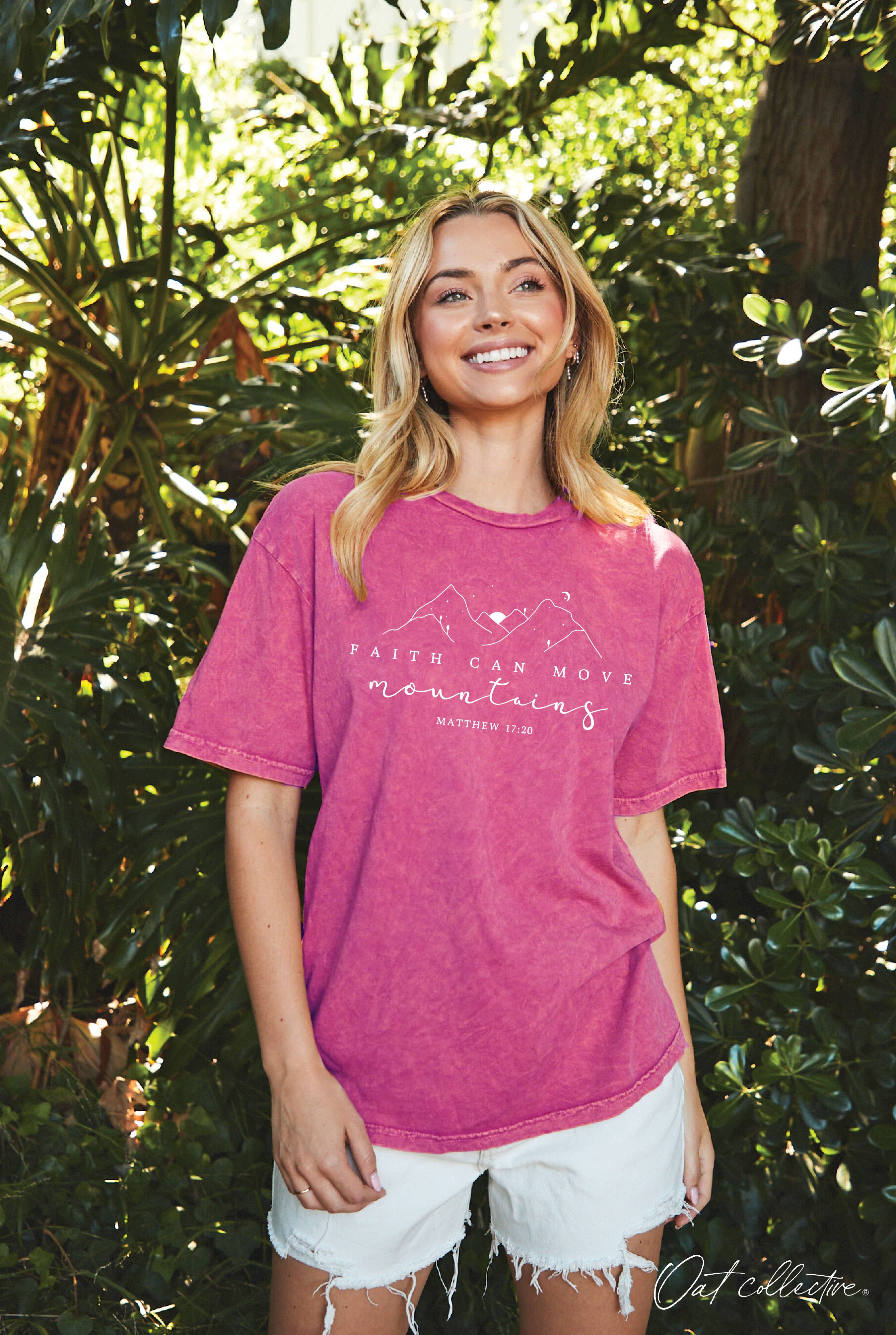 Faith Can Move Mountains Mineral Washed Graphic Top - Adult & Kids T-Shirts, Sweatshirts & Hoodies apparel design preview 1