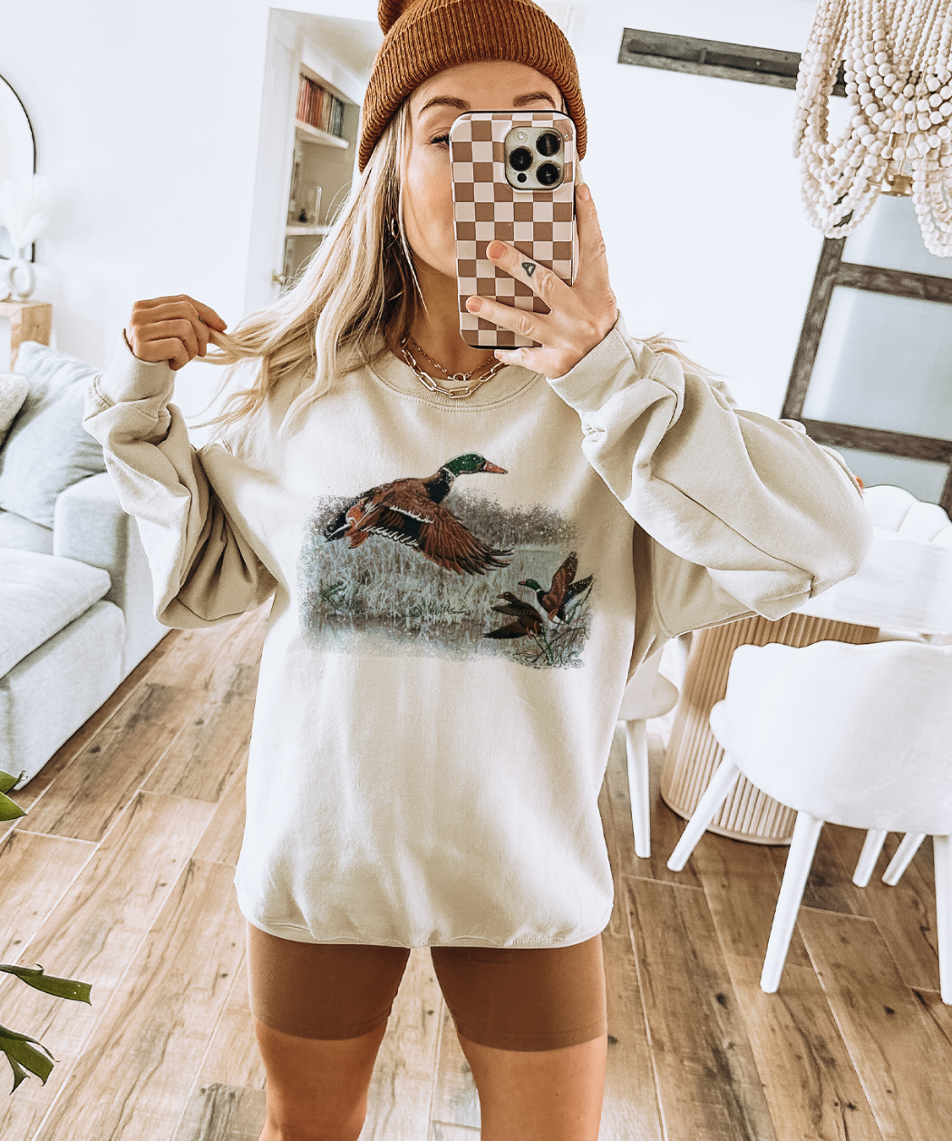 Retro Duck Scene Cream - Adult & Kids T-Shirts, Sweatshirts & Hoodies apparel design preview 1