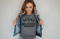 Raising Believers Grey Faith Based Mom Graphic - Adult & Kids T-Shirts, Sweatshirts & Hoodies apparel design preview 1