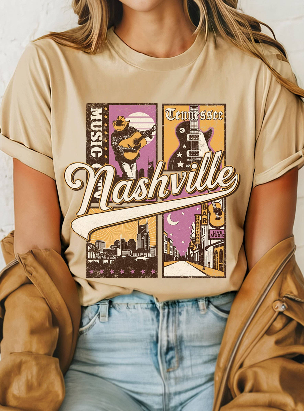 Vintage Nashville Posters Graphic - Adult & Kids T-Shirts, Sweatshirts & Hoodies apparel design preview 1