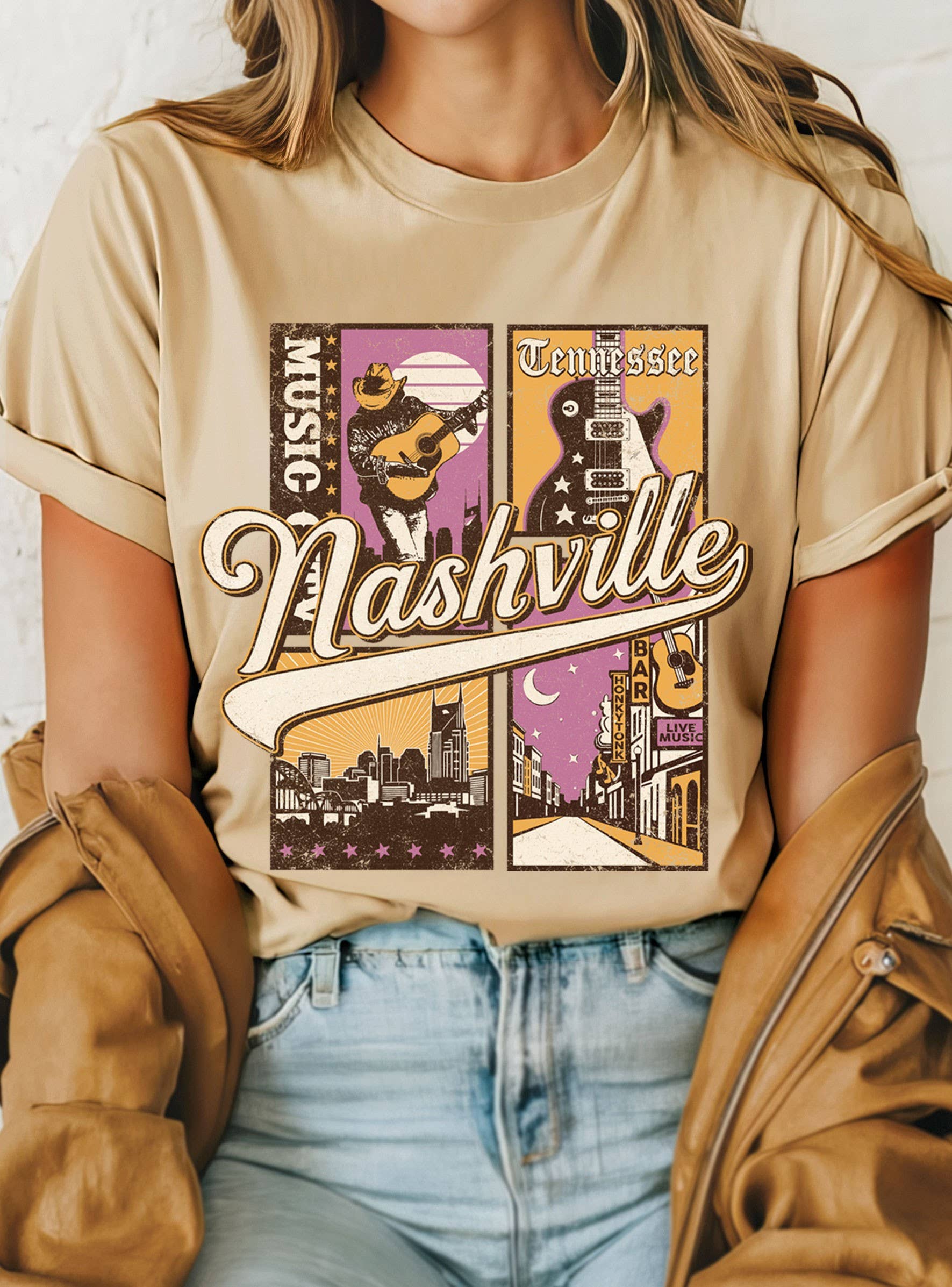 Vintage Nashville Posters Graphic - Adult & Kids T-Shirts, Sweatshirts & Hoodies apparel design preview 1
