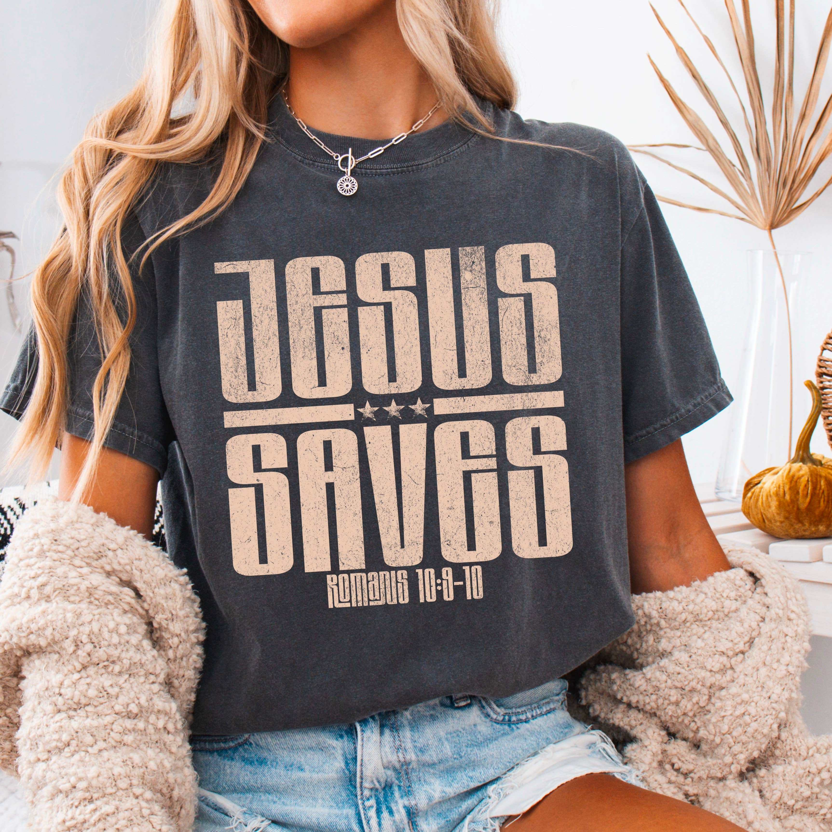 Jesus Saves Christian Graphic Comfort Color - Adult & Kids T-Shirts, Sweatshirts & Hoodies apparel design preview 1