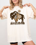 Bison, Western, Buffalo Sun Cowboy Nature Tribal - Adult & Kids T-Shirts, Sweatshirts & Hoodies apparel design preview 1