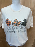 Fall For Jesus He Never Leaves On Cream - Adult & Kids T-Shirts, Sweatshirts & Hoodies apparel design preview 1