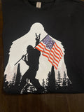Patriotic July 4th Bigfoot (Black) - Adult & Kids T-Shirts, Sweatshirts & Hoodies apparel design preview 1