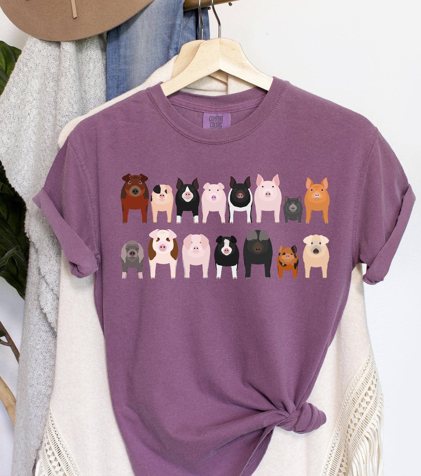 Pig Breeds Farm Animal Lover - Adult & Kids T-Shirts, Sweatshirts & Hoodies apparel design preview 1