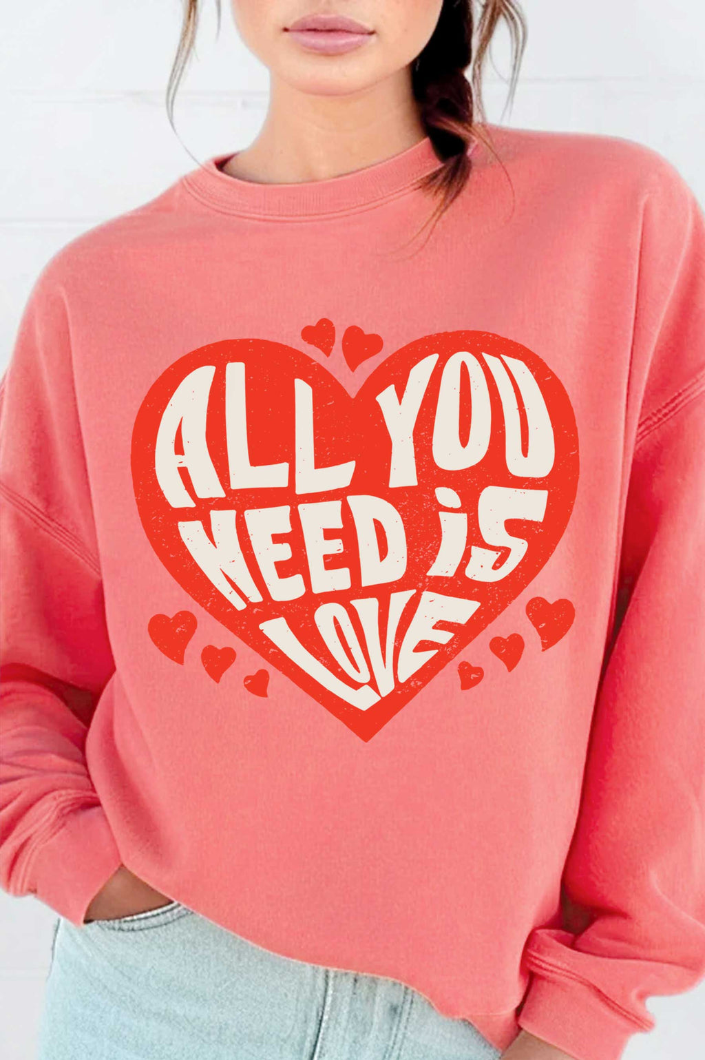 All You Need Is Love Heart Graphic Brushed - Adult & Kids T-Shirts, Sweatshirts & Hoodies apparel design preview 1