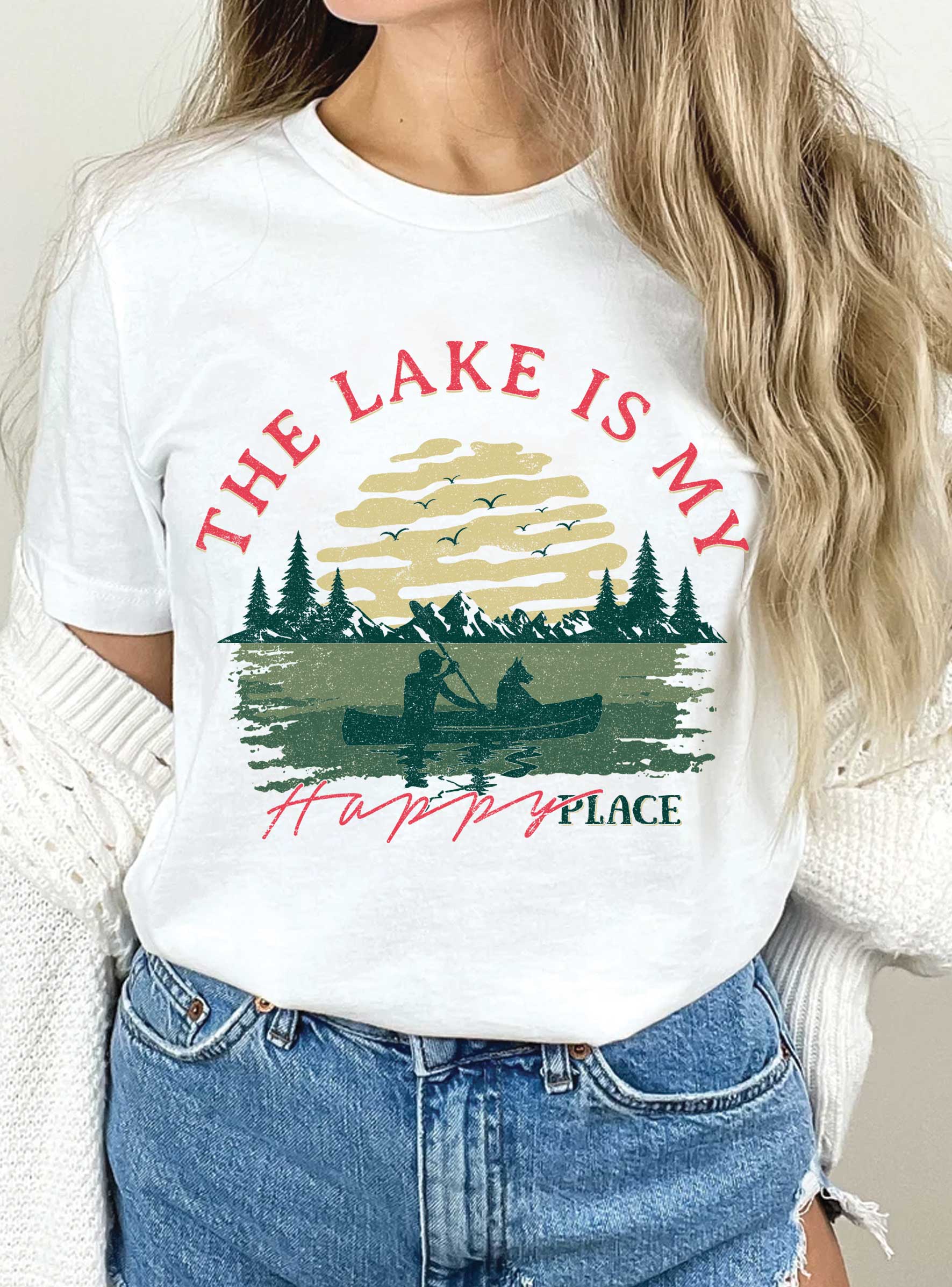 The Lake Is My Happy Place Graphic - Adult & Kids T-Shirts, Sweatshirts & Hoodies apparel design preview 1