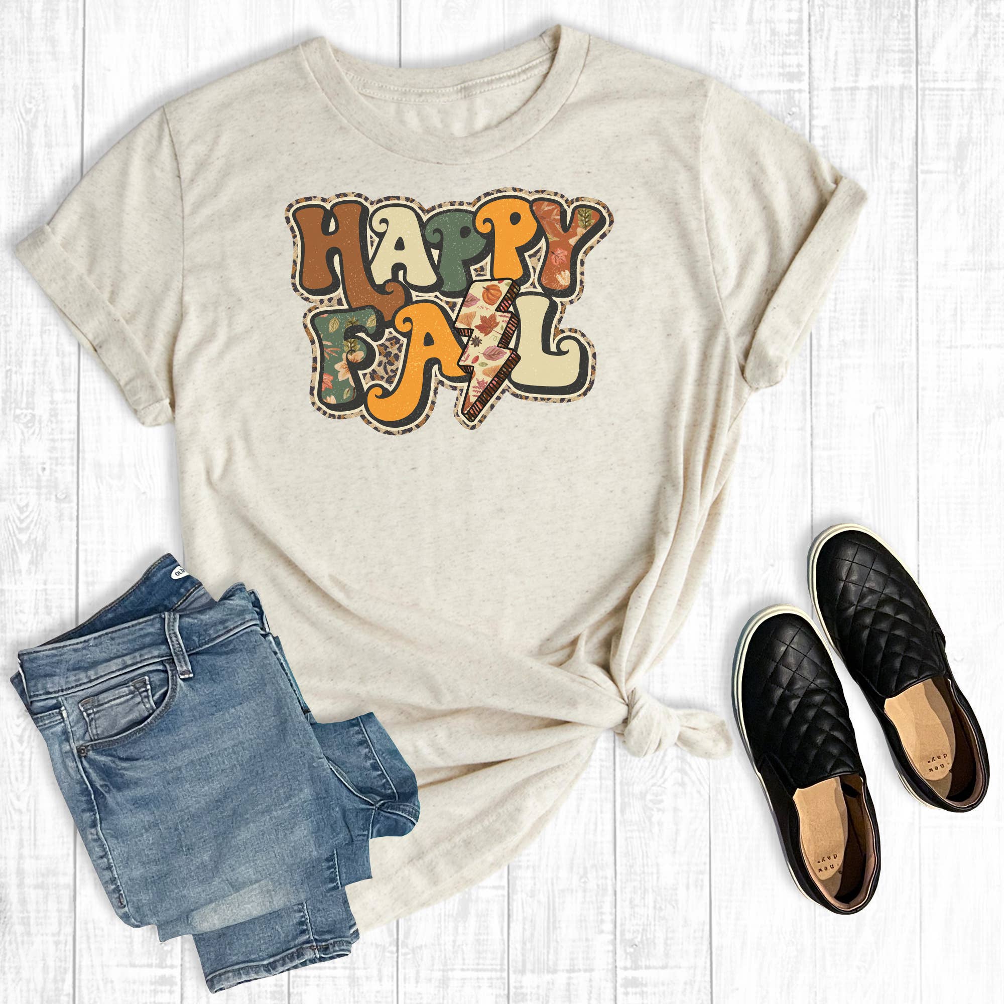 Happy Fall Lightning Bolt - Adult & Kids T-Shirts, Sweatshirts & Hoodies apparel design preview 1