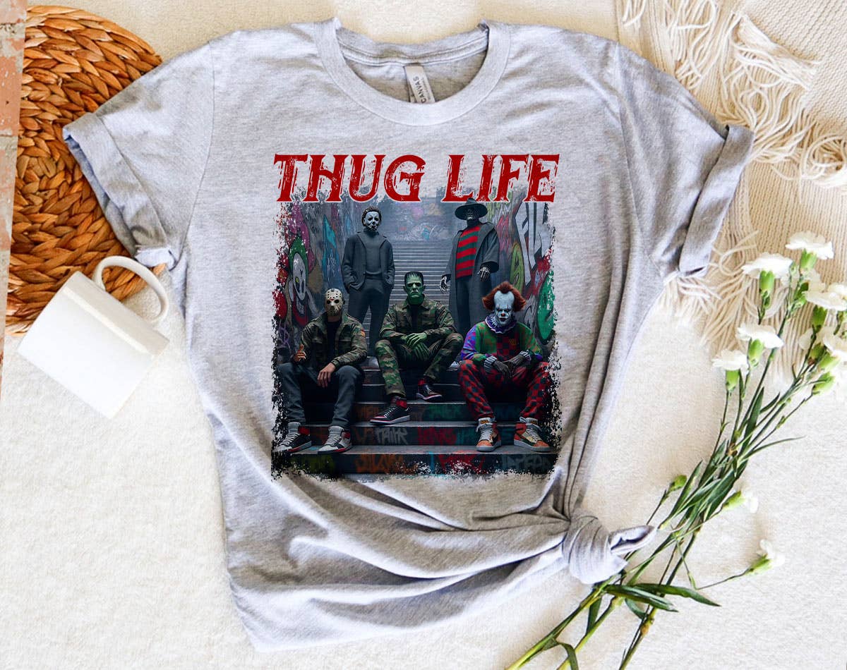 Thug Life Horror Movie Icons Halloween Graphic - Adult & Kids T-Shirts, Sweatshirts & Hoodies apparel design preview 1