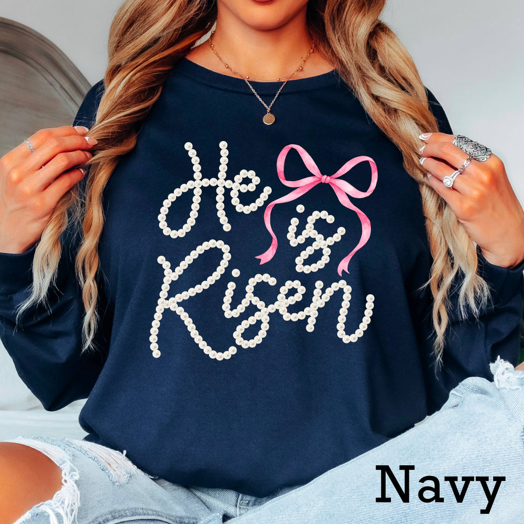 He Is Risen Pearls Easter Graphic - Adult & Kids T-Shirts, Sweatshirts & Hoodies apparel design preview 1