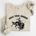 Hold Your Horses, Rodeo, Cowboy, Western Cowgirl - Adult & Kids T-Shirts, Sweatshirts & Hoodies apparel design preview 1
