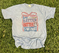 Hey Batter Swing On Tultex Heather Athletic Blue - Adult & Kids T-Shirts, Sweatshirts & Hoodies apparel design preview 1