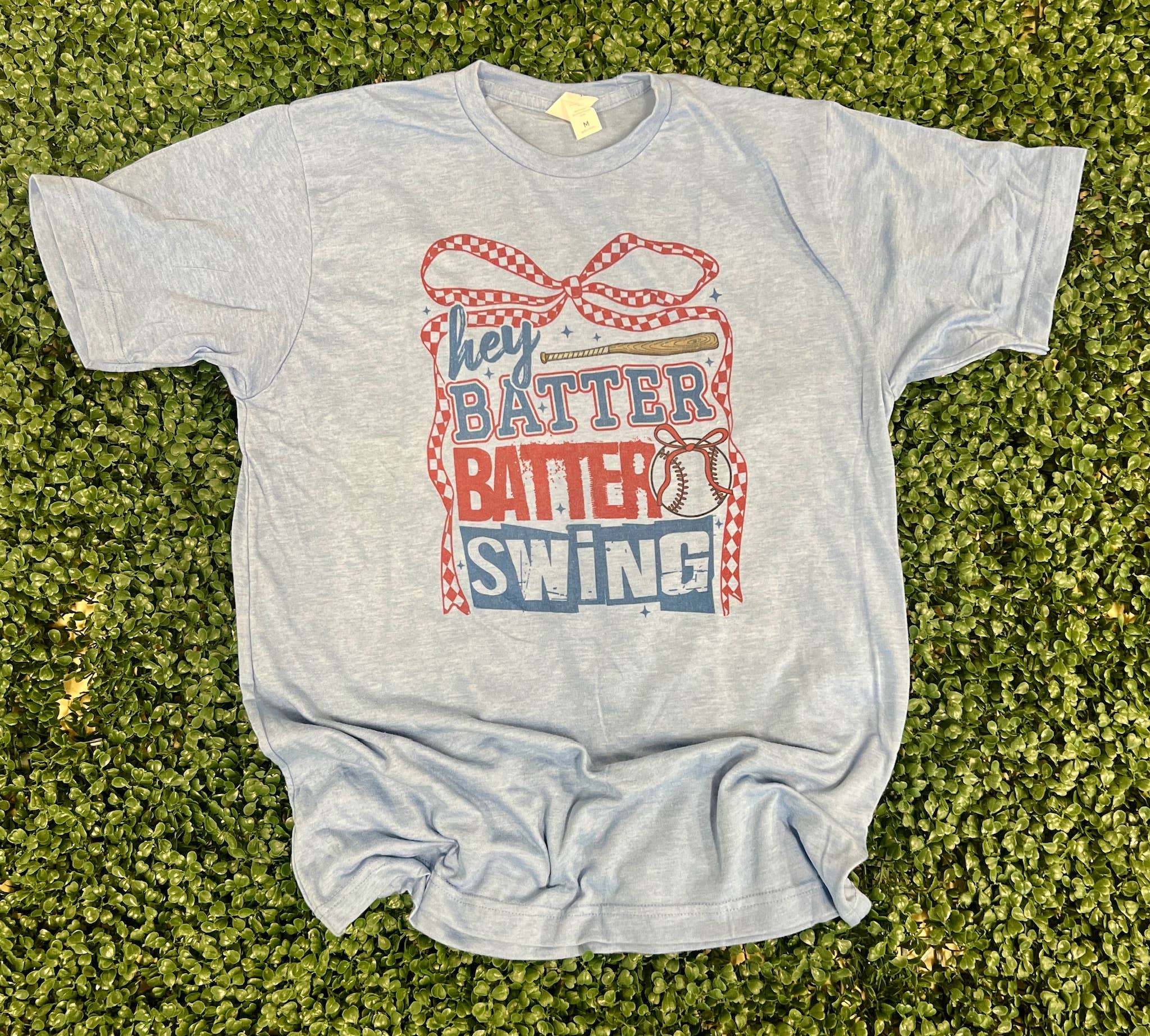 Hey Batter Swing On Tultex Heather Athletic Blue - Adult & Kids T-Shirts, Sweatshirts & Hoodies apparel design preview 1