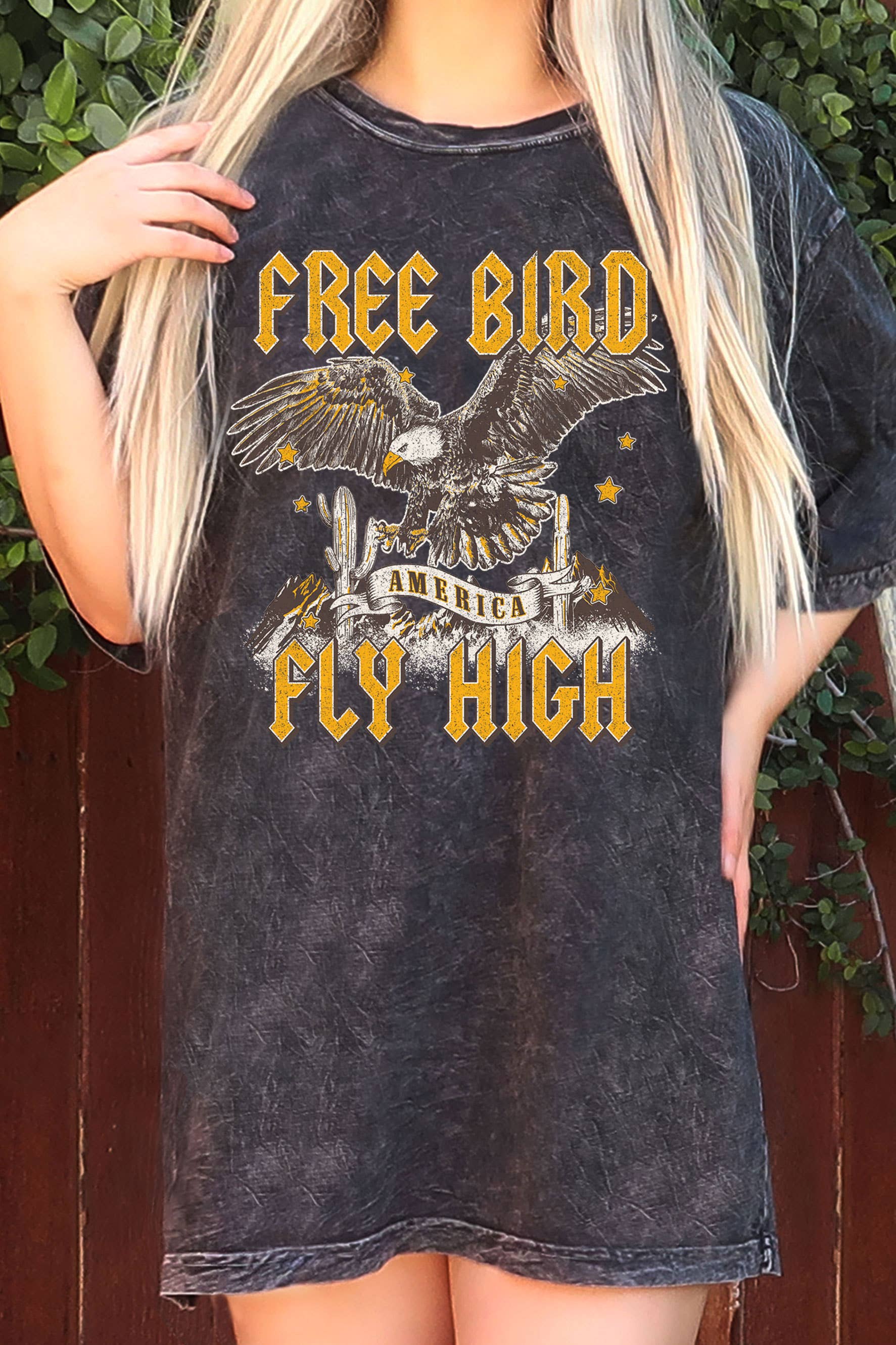 Free Bird Fly High Oversize Mineral Graphic - Adult & Kids T-Shirts, Sweatshirts & Hoodies apparel design preview 1