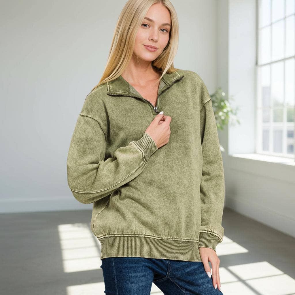 ,...0810 Acid Wash Fleece Half Zip SI-26748 - Adult & Kids T-Shirts, Sweatshirts & Hoodies apparel design preview 1