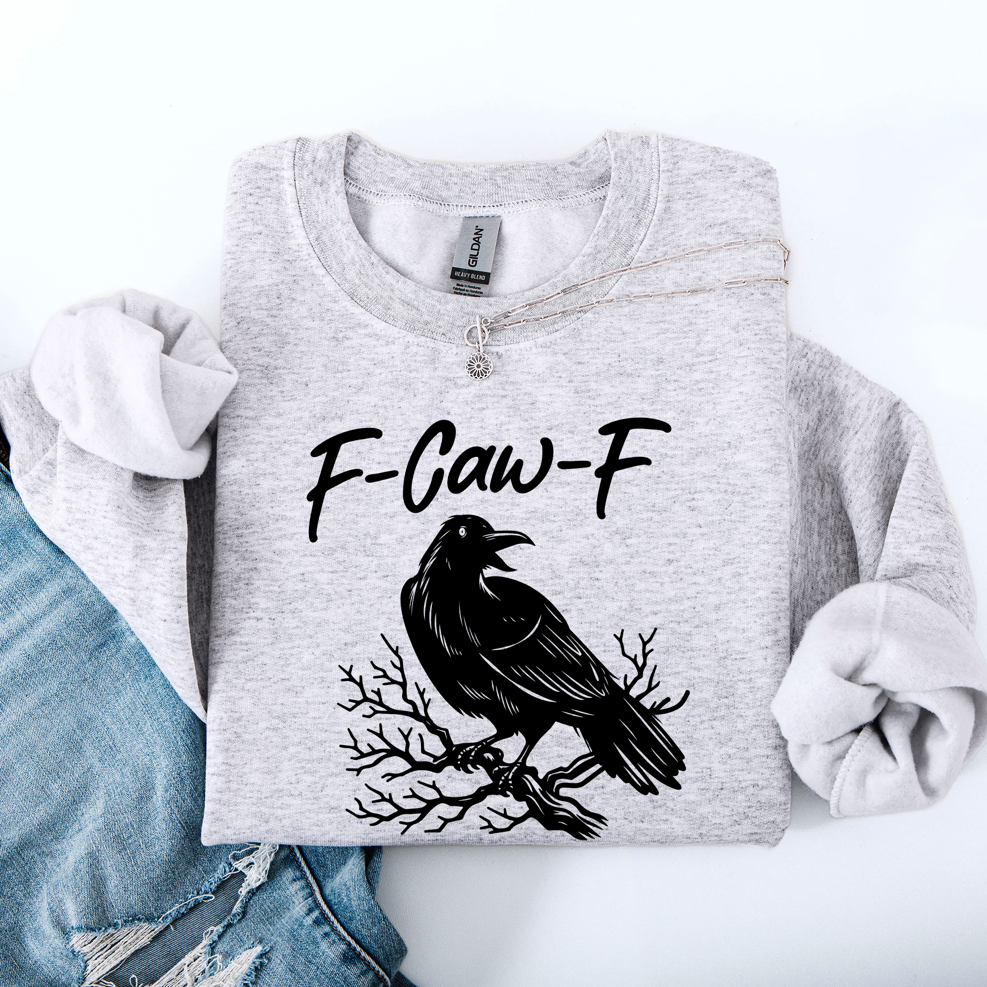 F Caw Raven, Crow, Funny, Trending, Halloween, - Adult & Kids T-Shirts, Sweatshirts & Hoodies apparel design preview 1