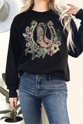 Full On Lucky Flower Horseshoe Boots Terry - Adult & Kids T-Shirts, Sweatshirts & Hoodies apparel design preview 1