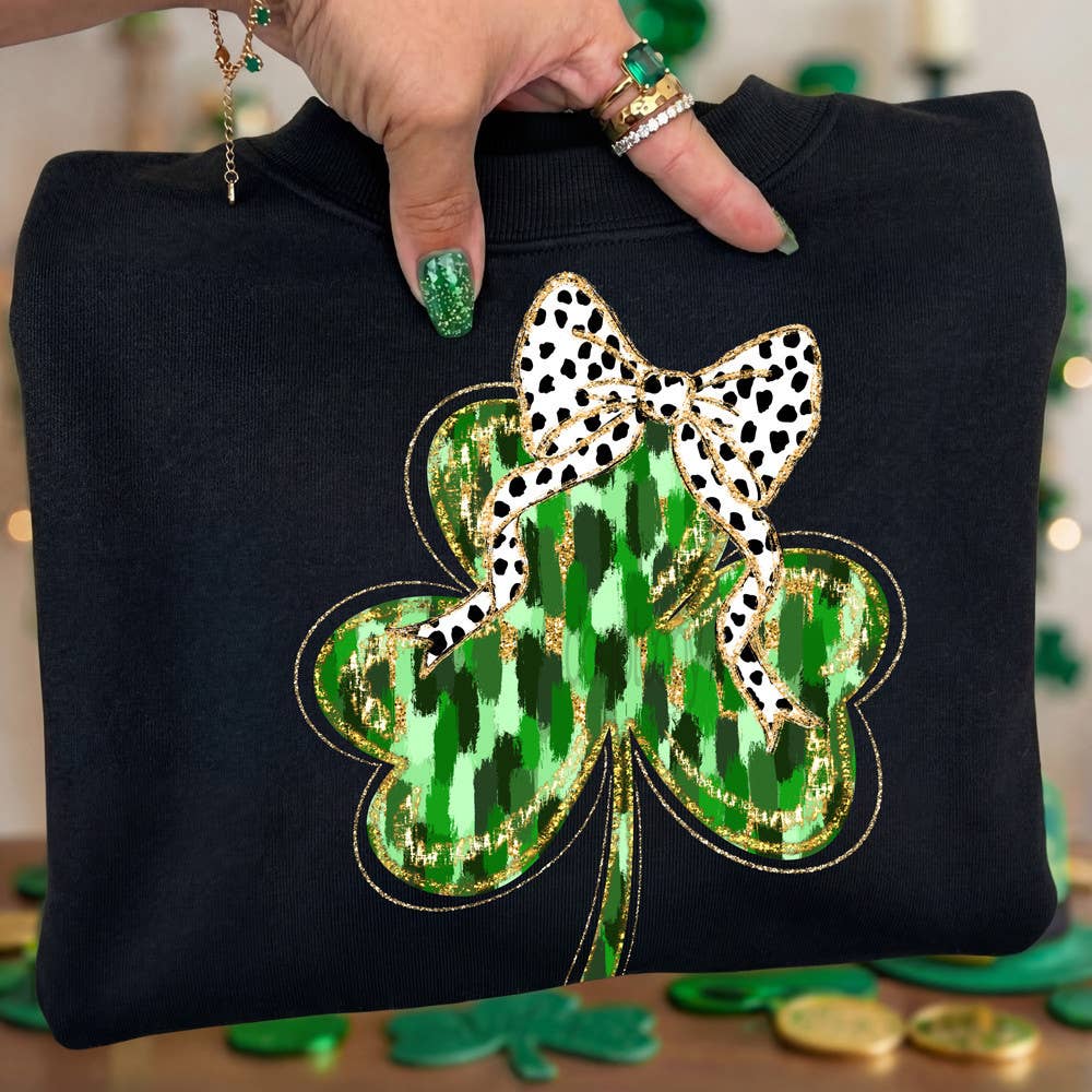 Brushstroke Shamrock Dotted Bow - Adult & Kids T-Shirts, Sweatshirts & Hoodies apparel design preview 1