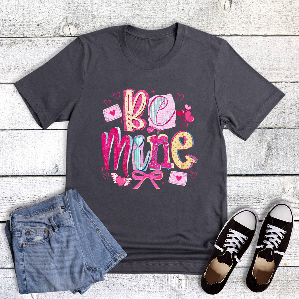 Valentine Be Mine Magazine Letters Graphic - Adult & Kids T-Shirts, Sweatshirts & Hoodies apparel design preview 1