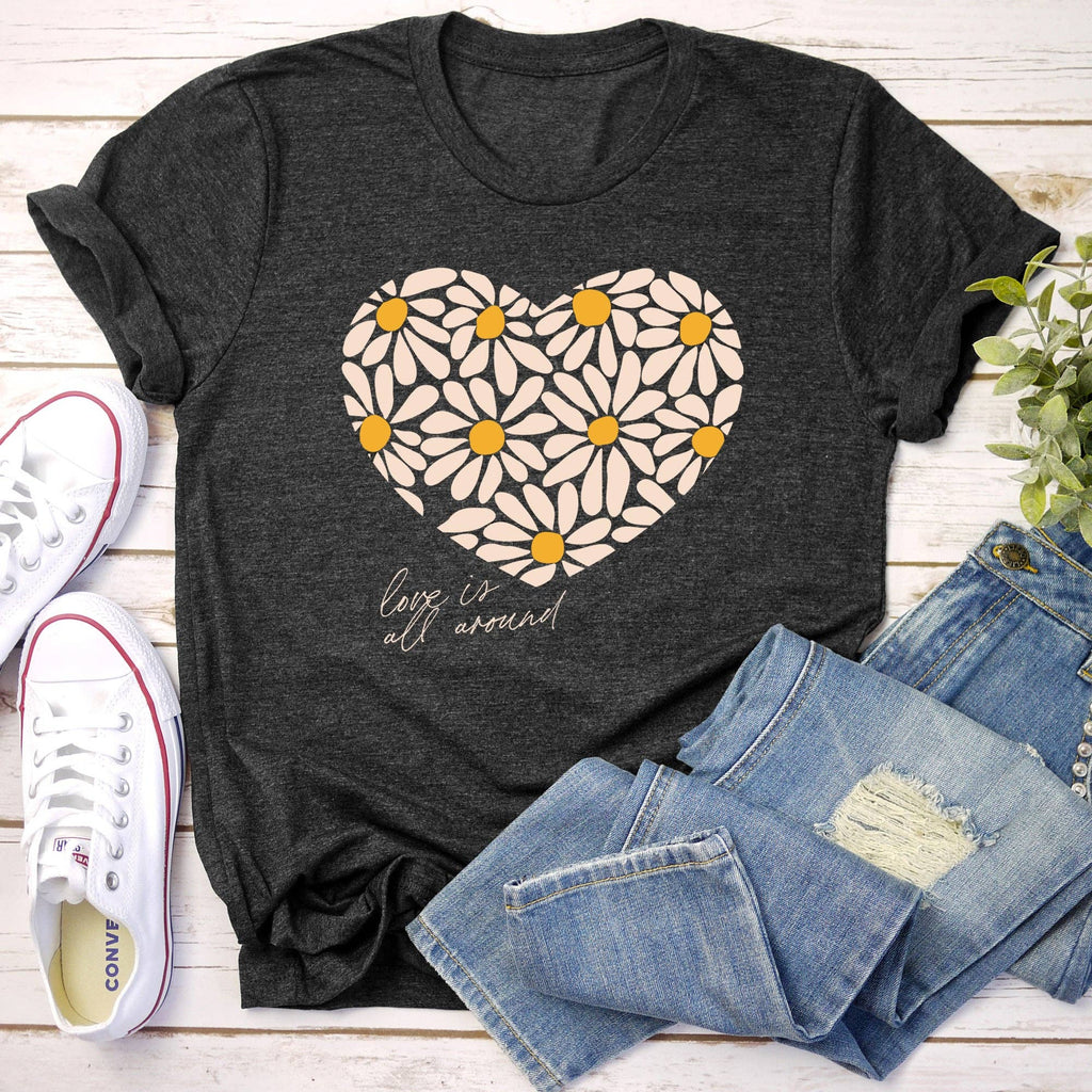 Love Is All Around, Daisy, Heart, Super Soft - Adult & Kids T-Shirts, Sweatshirts & Hoodies apparel design preview 1