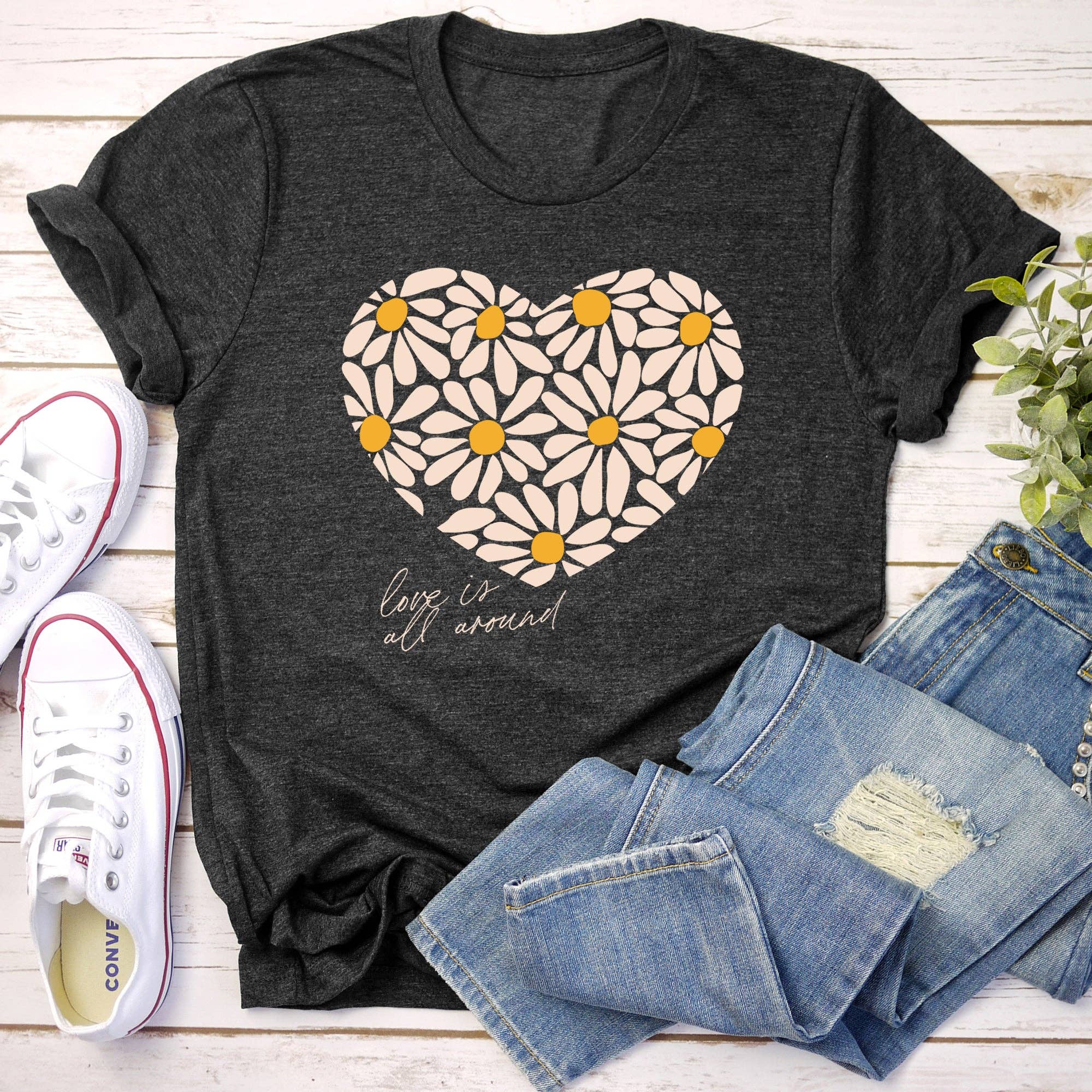 Love Is All Around, Daisy, Heart, Super Soft - Adult & Kids T-Shirts, Sweatshirts & Hoodies apparel design preview 1