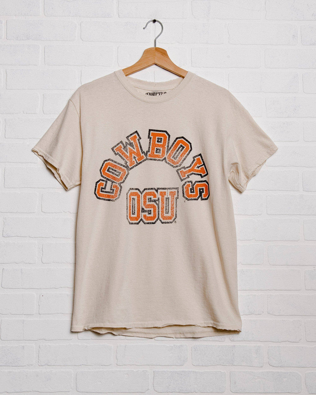 Oklahoma State Cowboys Mega Arch Off White Thrifted - Adult & Kids T-Shirts, Sweatshirts & Hoodies apparel design preview 1