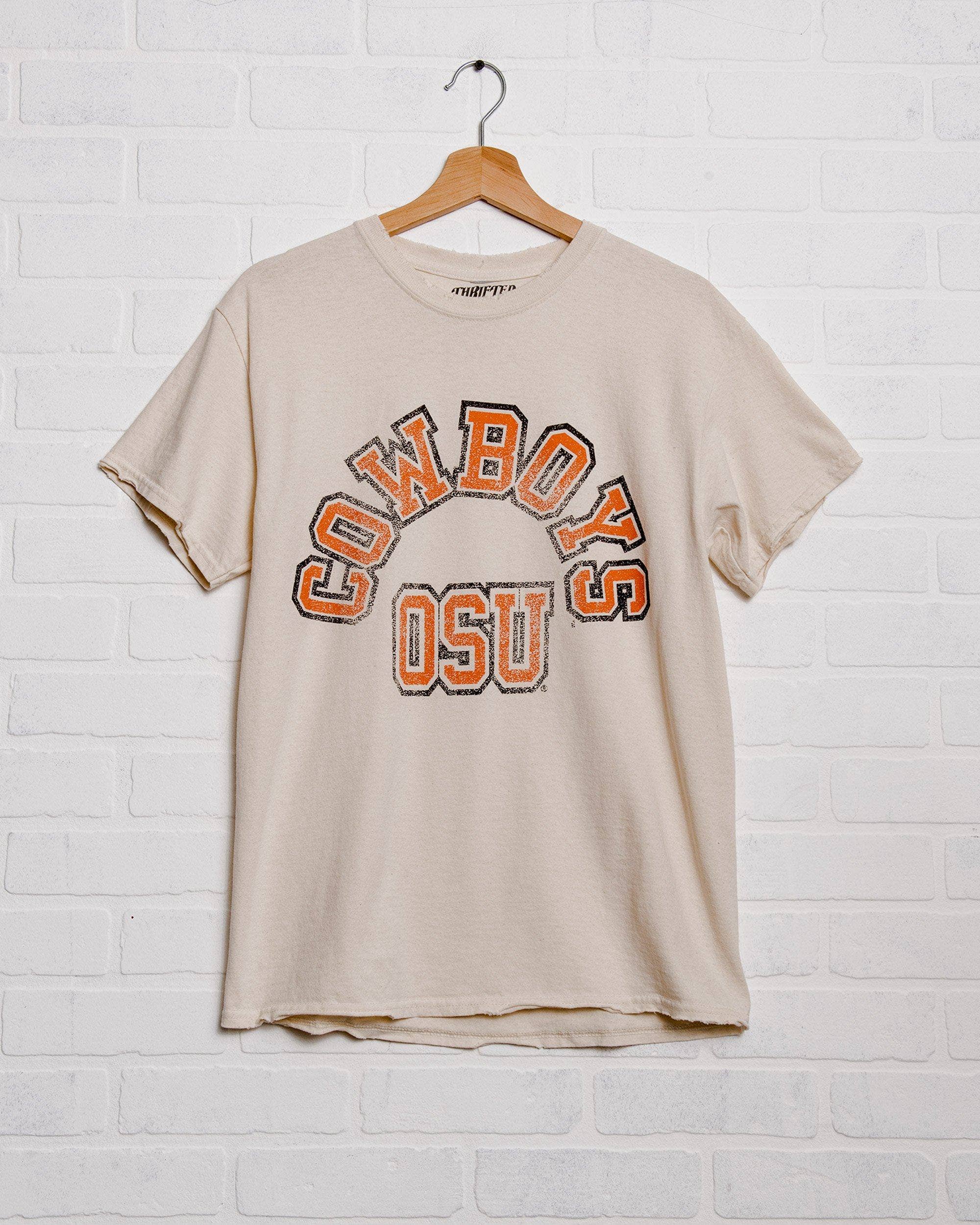 Oklahoma State Cowboys Mega Arch Off White Thrifted - Adult & Kids T-Shirts, Sweatshirts & Hoodies apparel design preview 1