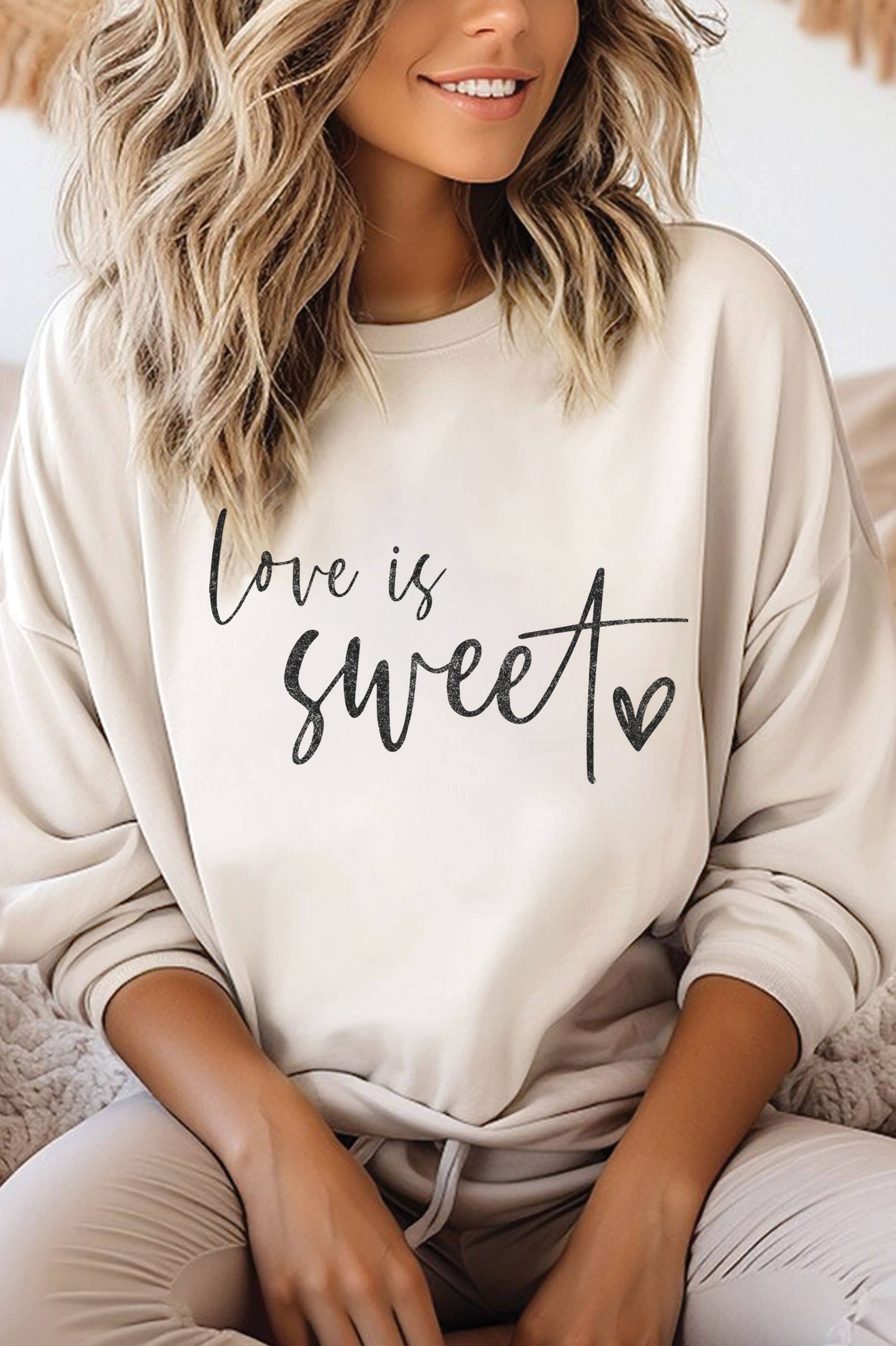 Love Is Sweet Valentine's Graphic Brushed - Adult & Kids T-Shirts, Sweatshirts & Hoodies apparel design preview 1