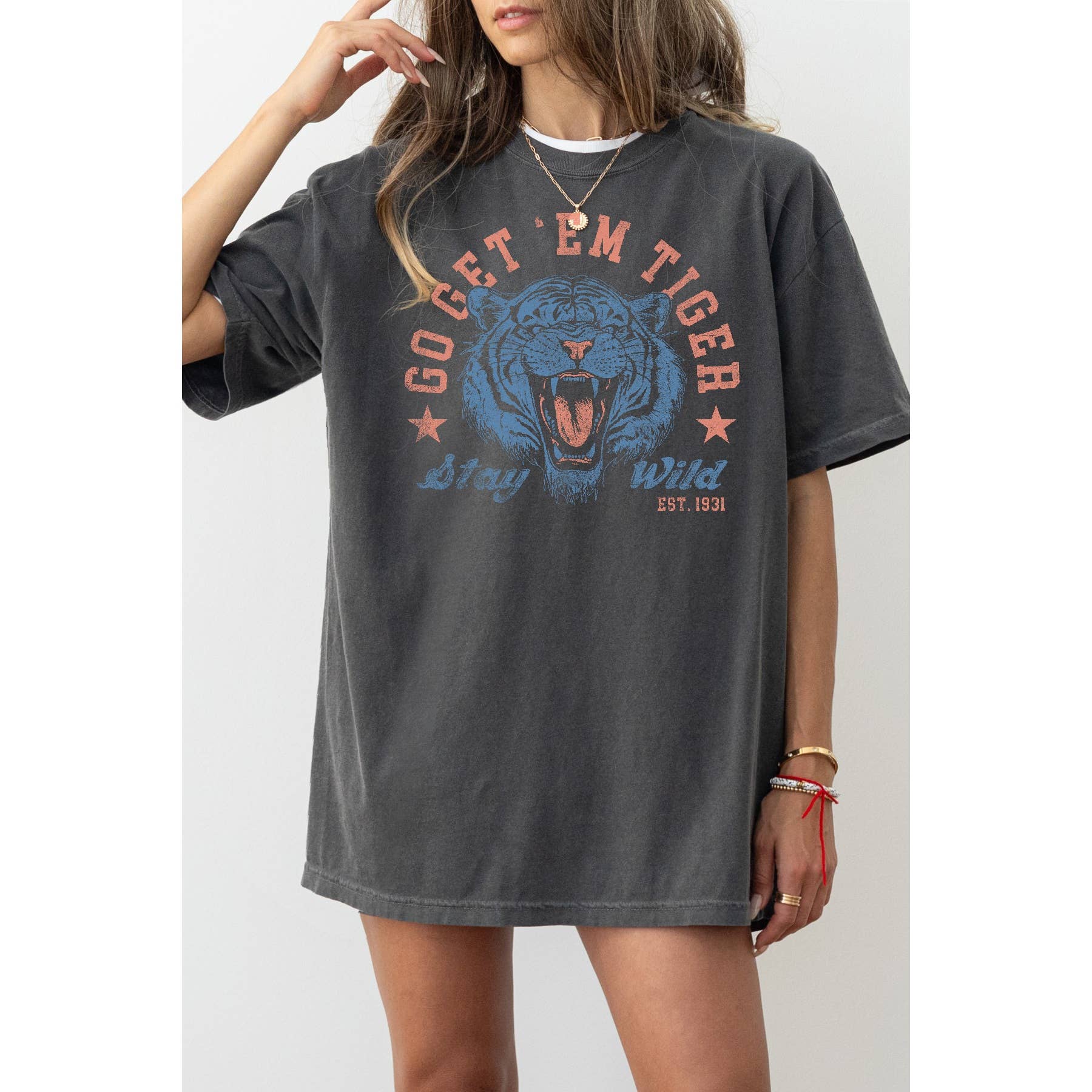 Go Get Em Tiger Oversized - Adult & Kids T-Shirts, Sweatshirts & Hoodies apparel design preview 1