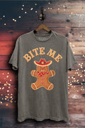 Bite Me Gingerbread Graphic Top - Adult & Kids T-Shirts, Sweatshirts & Hoodies apparel design preview 1