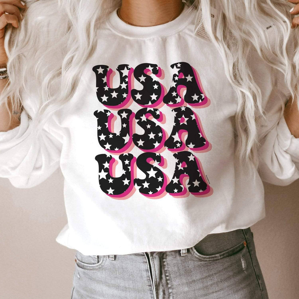 USA with Stars White - Adult & Kids T-Shirts, Sweatshirts & Hoodies apparel design preview 1