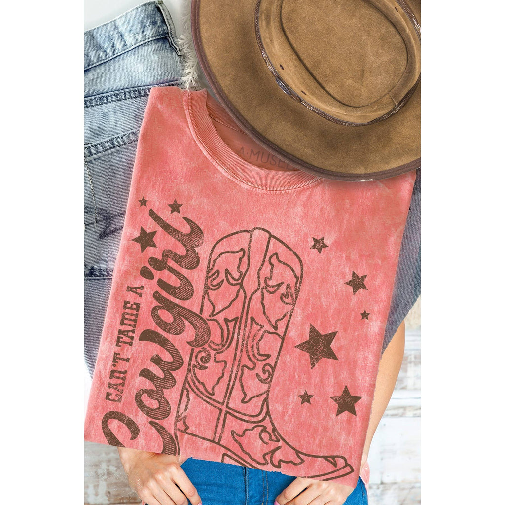 Cant Tame A Cowgirl- Vintage Mineral Wash - Adult & Kids T-Shirts, Sweatshirts & Hoodies apparel design preview 1